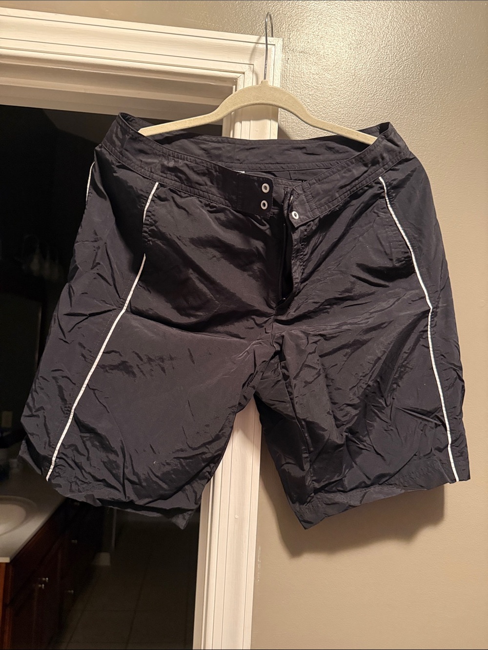 Black Swim/Board Shorts with White Piping
